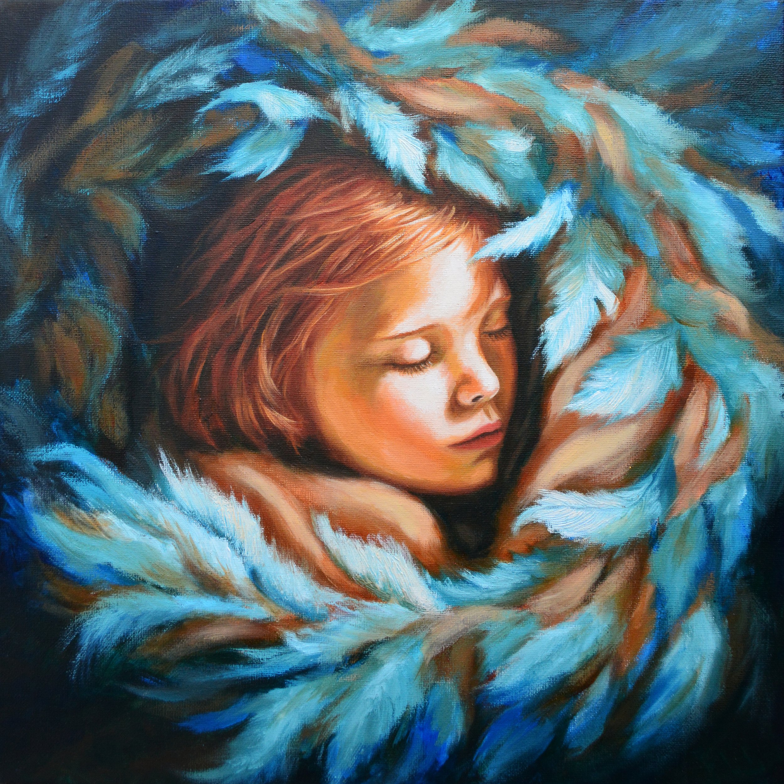 "Under His wings" painting poster