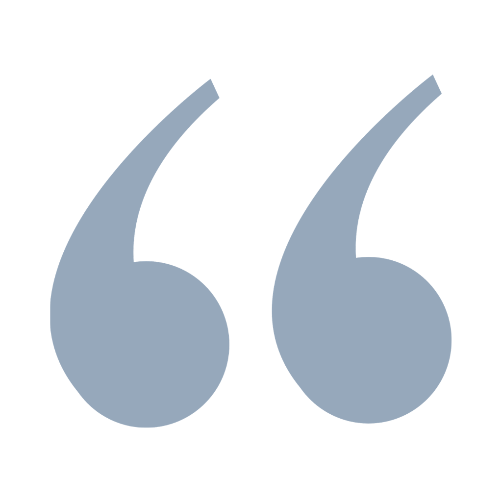 Large blue quotation marks on a black background.
