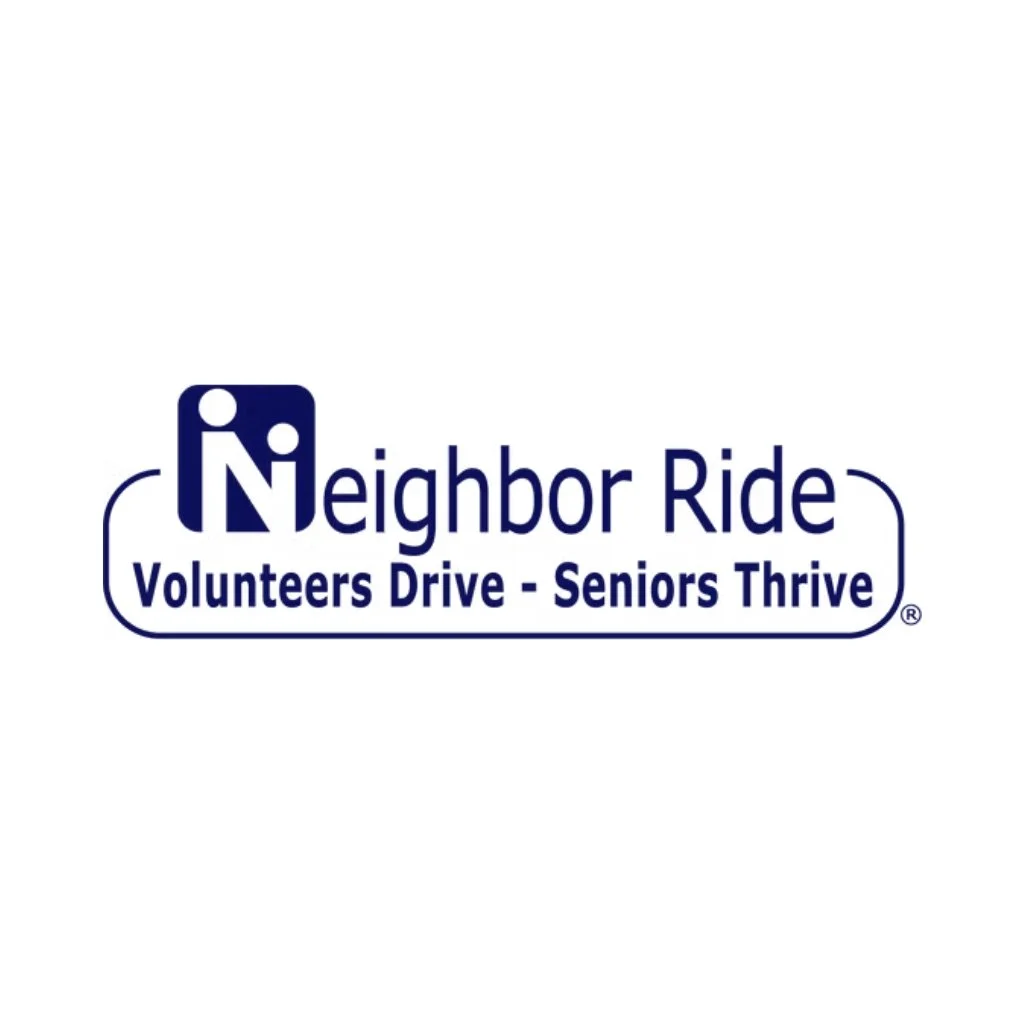 Logo for Neighbor Ride, a volunteer transportation program for seniors with the slogan 'Volunteers Drive - Seniors Thrive'.