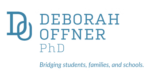 Logo for Deborah Ofnner PhD with the initials DO and a tagline 'Bridging students, families, and schools.'
