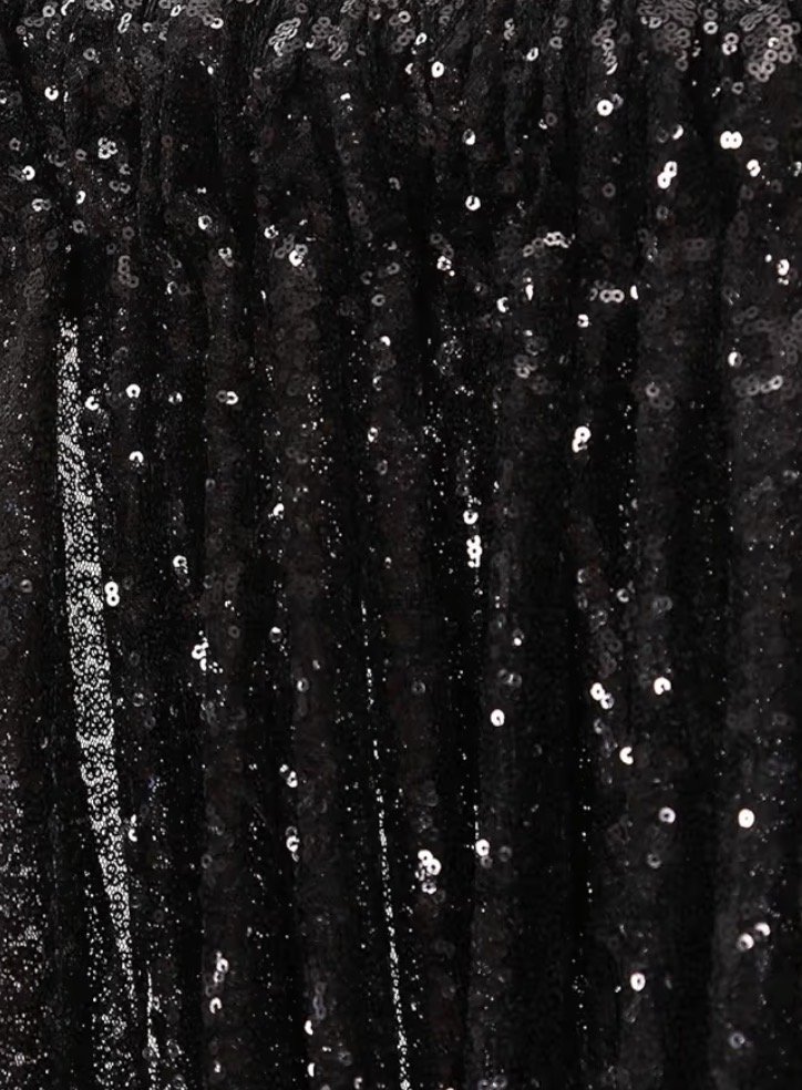 Close-up of black fabric decorated with black sequins.