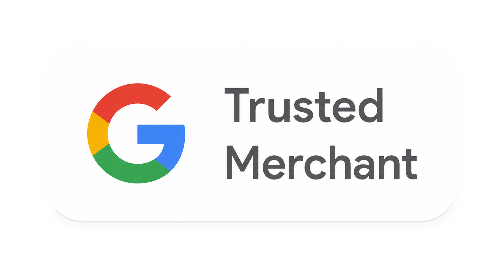 Google logo with the text "Trusted Merchant" on a white background.