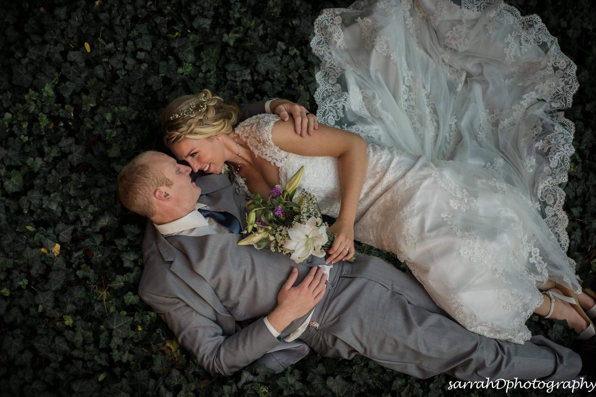 Bride & Groom in Grass