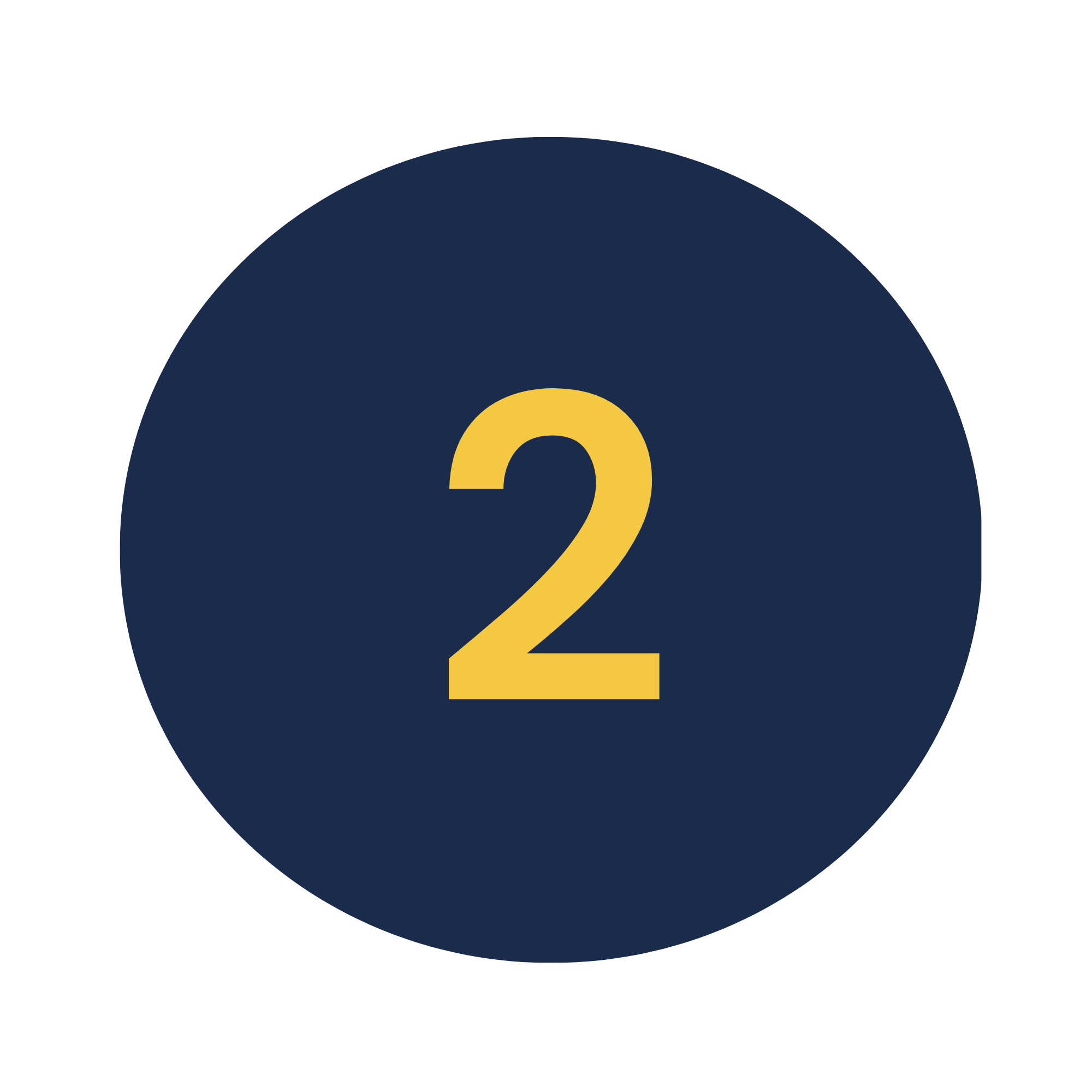 Graphic with a navy blue circle background and a yellow number 2 in the center.
