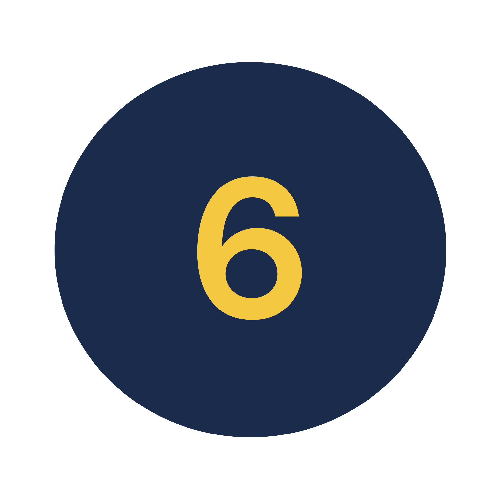 Close-up of a circular target with a black background and a yellow number 6 in the center.