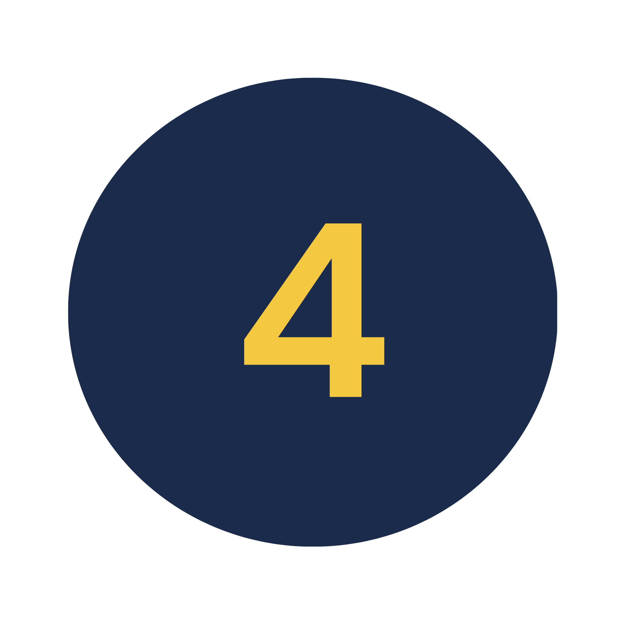 Dark blue circular background with a large yellow number 4 in the center.