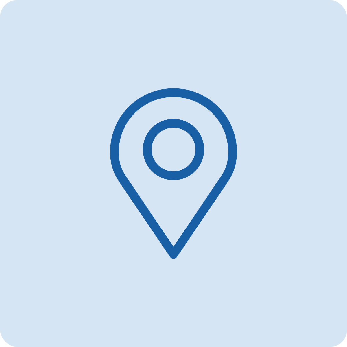 Map location marker icon on light blue background.
