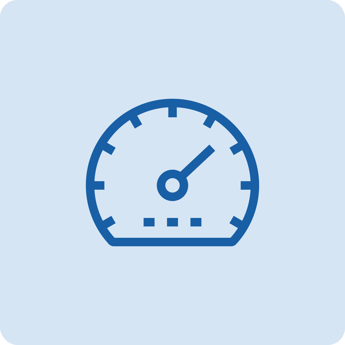 A blue gauge or speedometer indicating a measurement or reading.