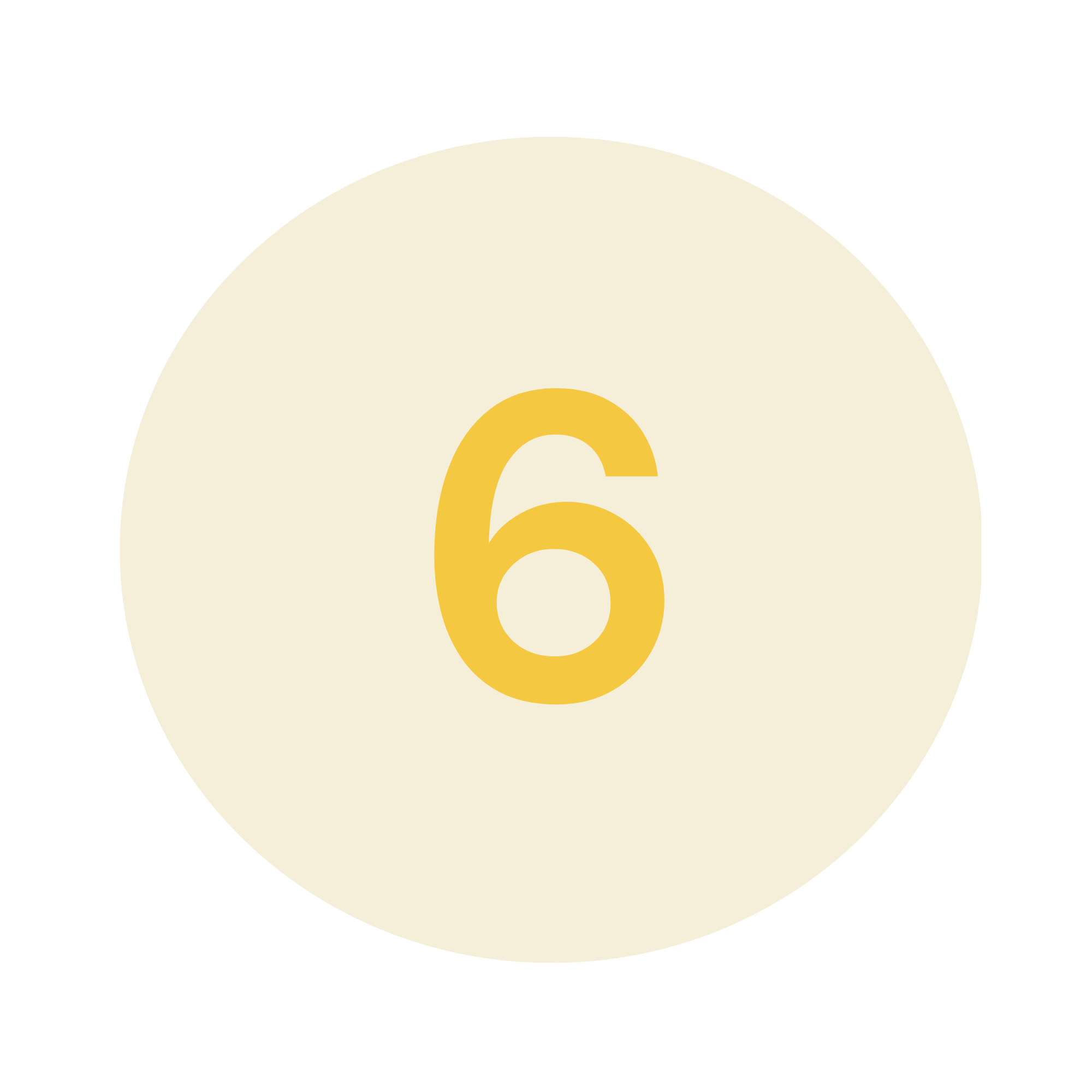 A graphic with a large yellow number six on a circular background, featuring black, beige, and yellow colors.
