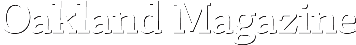 The logo of Oakland Magazine in white text on a black background.