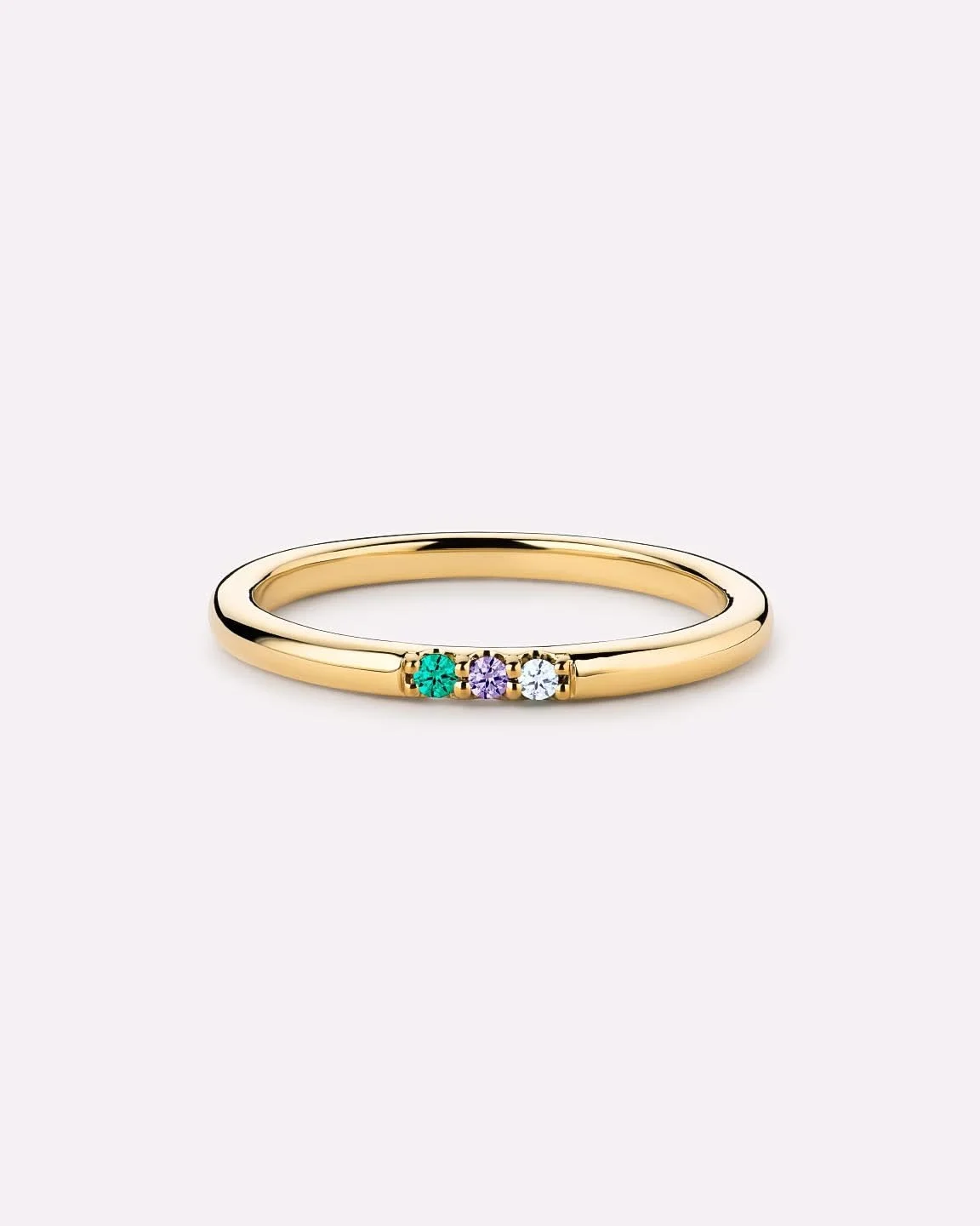 Minimal Birthstone Band - Three Stone Ring