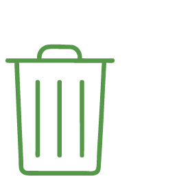 Green trash can icon with handle