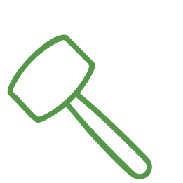 Outline drawing of a hammer in green