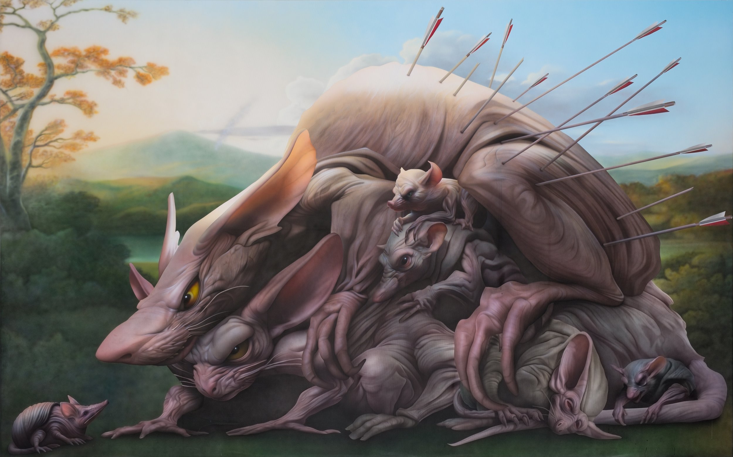 "Make war against mice? Are you serious?", 2024, acrylic on canvas, 400 x 250 cm, 157 1/2 x 98 3/8 in