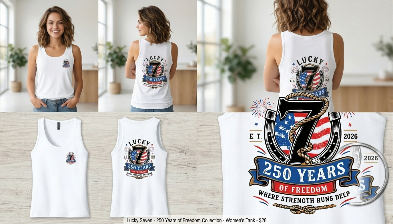 [LIMITED EDITION] Lucky Seven "250 Years of Freedom" Women's Patriotic Tank