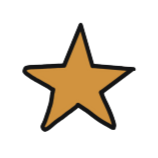 Gold star with black outline.