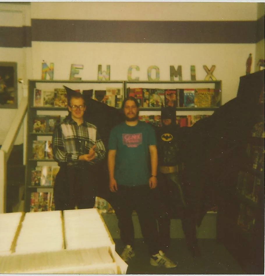 Samm Hamm writer of first Batman movie (l), Brian Hibbs (r).jpg