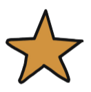 Gold star with black outline