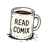Coffee mug with the text 'READ COMIX'.