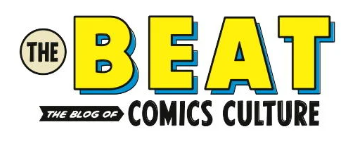 Logo for The Beat Comics Culture blog with bold yellow and black text