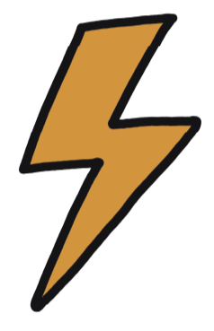 A stylized lightning bolt icon with a black outline and gold fill.