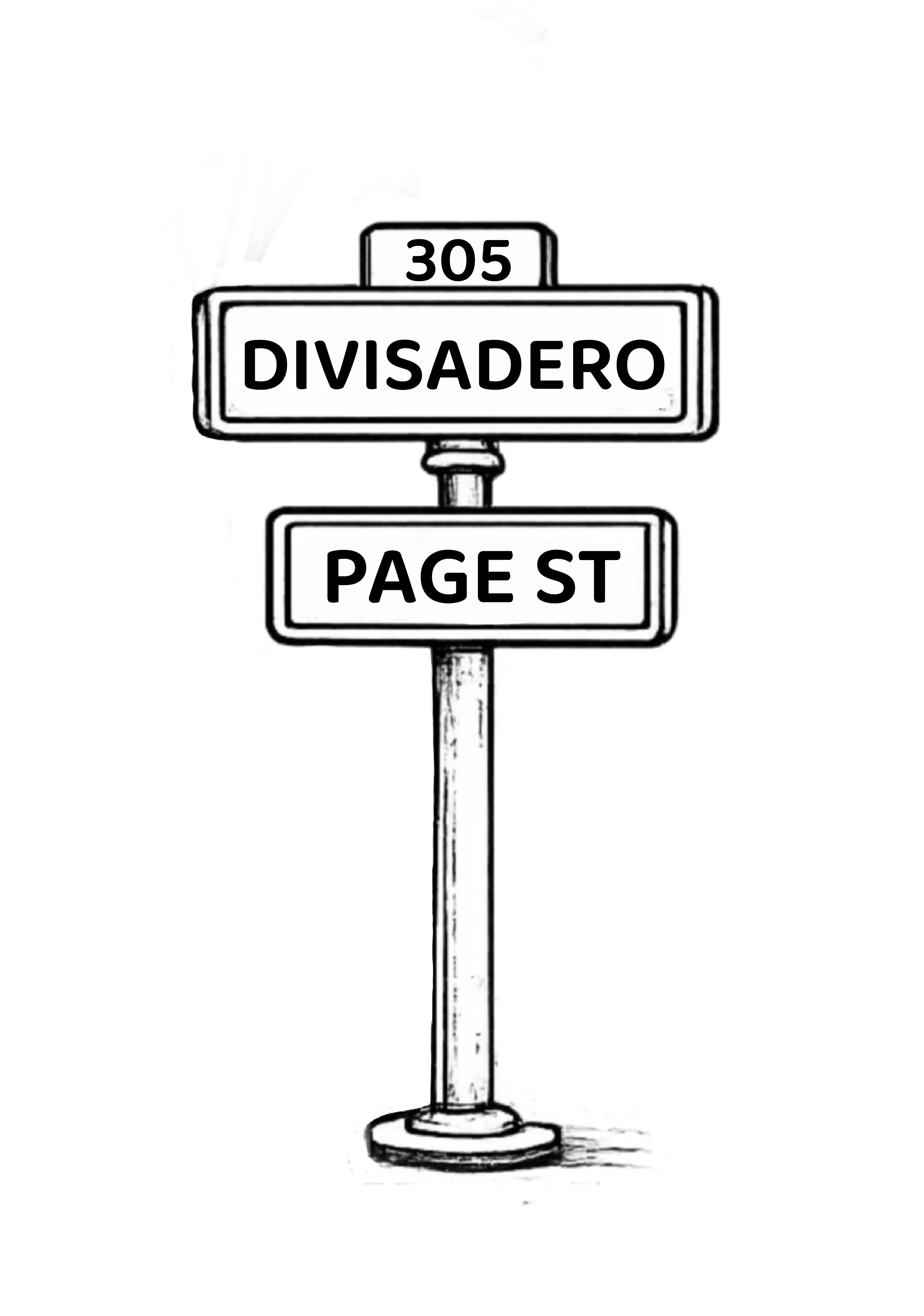 Street sign showing the address 305 Divisadero, Page Street.