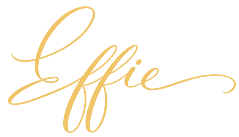 Elegant gold cursive text that reads 'Effie' on a white background.