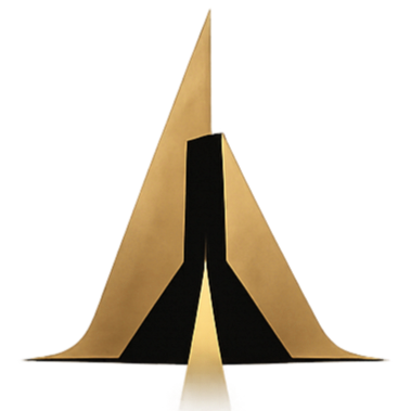 A gold arch with an open with an open pathway.