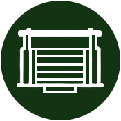 Outline of a livestock pen panel on green background