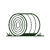 Three stacked tree logs with visible rings, drawn in green