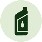 A green circle background with a black medicine bottle icon containing a white drop.