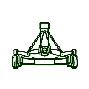 Green silhouette of a mower or cutter.