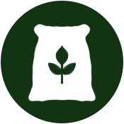 A logo with a white bag containing a leaf, set against a green circular background.