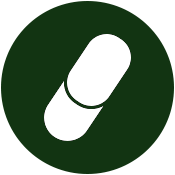 Green circle with a white pill capsule icon