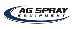 AG Spray Equipment logo with black and blue text and swoosh design