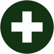Green circle with a white cross in the center, representing a medical or health symbol.