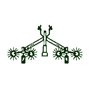 Green digital illustration of a hay spreader
