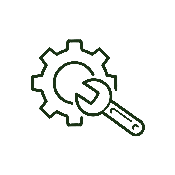 Gear with a wrench inside, representing settings or maintenance