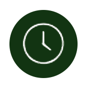 Icon of a clock on a dark green background
