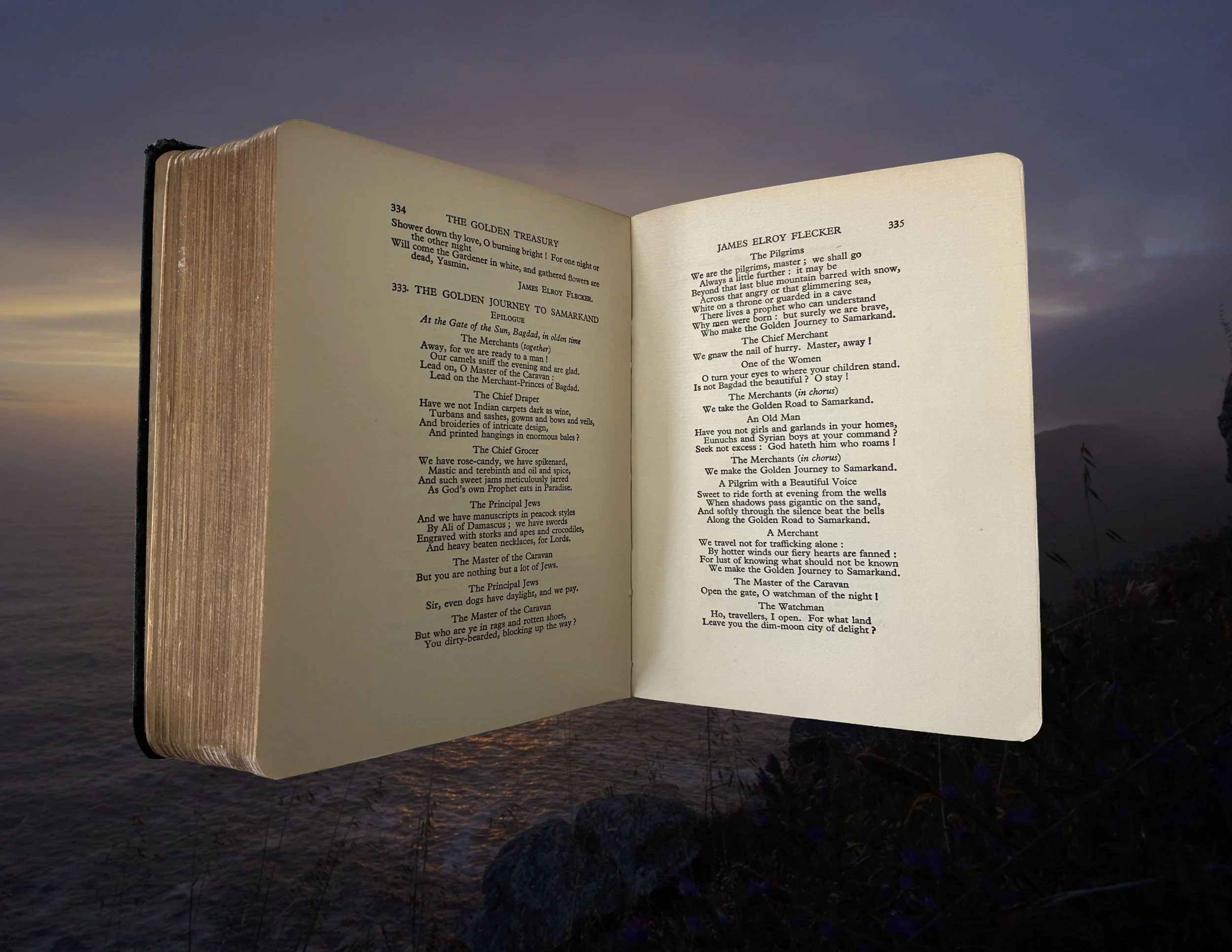 Intuitive Page Flip, The Golden Treasury, James Elroy Flecker, pilgrim, pilgrimage, making sense of life and the bigger picture, family dynamics, self-growth