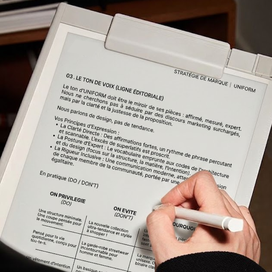 Papier présentant une stratégie de marque