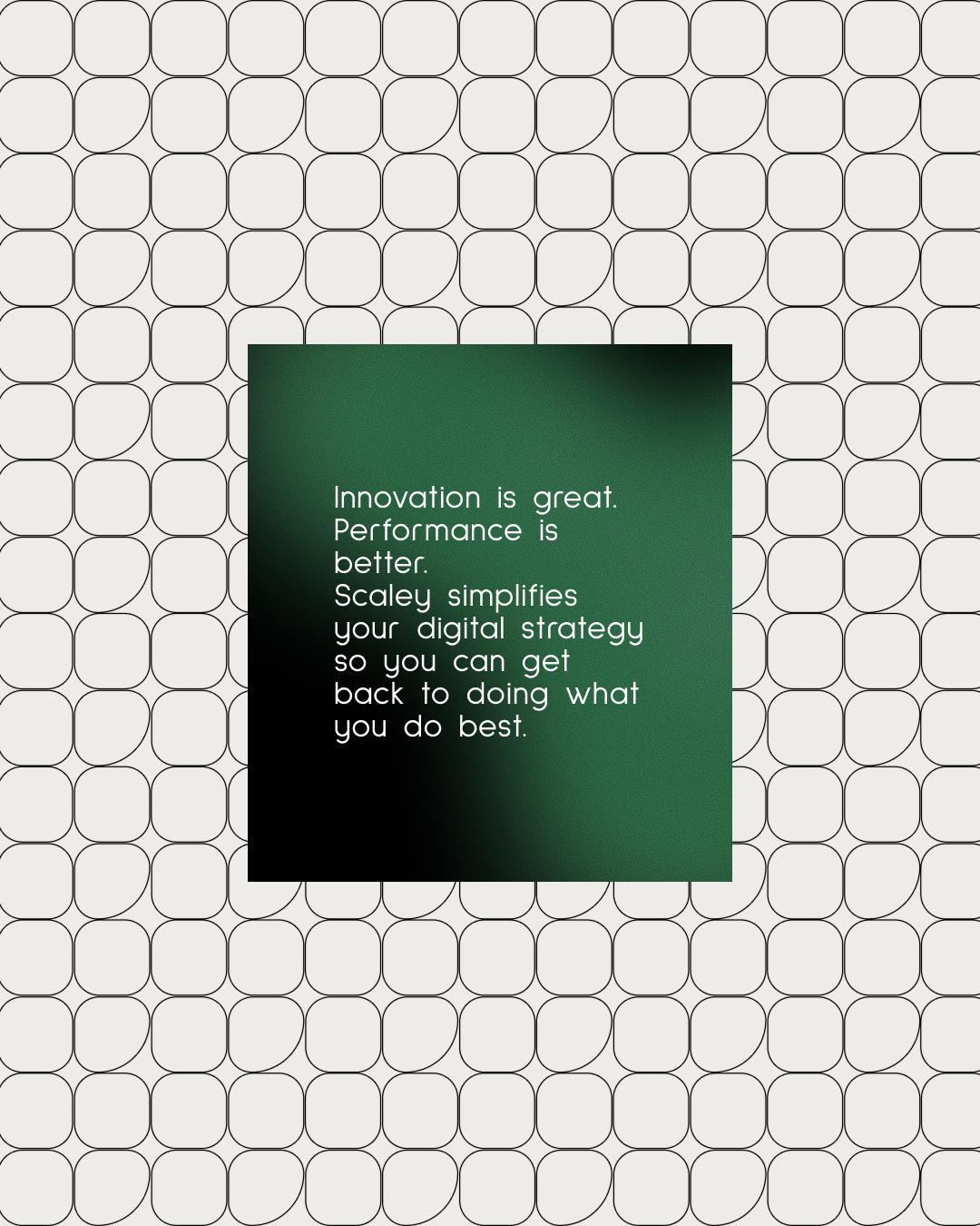 Une carte avec un fond dégradé vert foncé à noir contenant un message écrit en anglais.