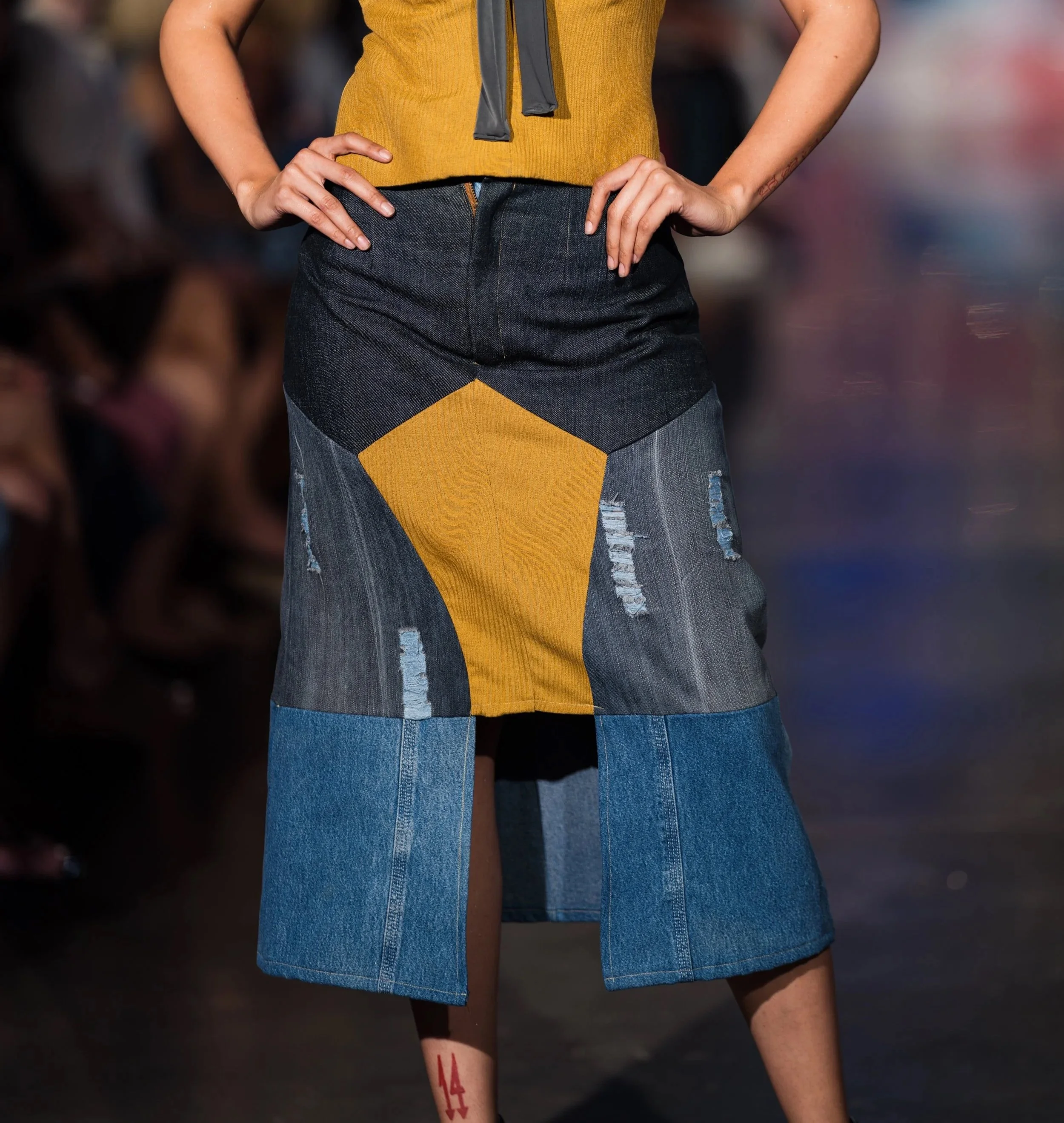 Paneled denim