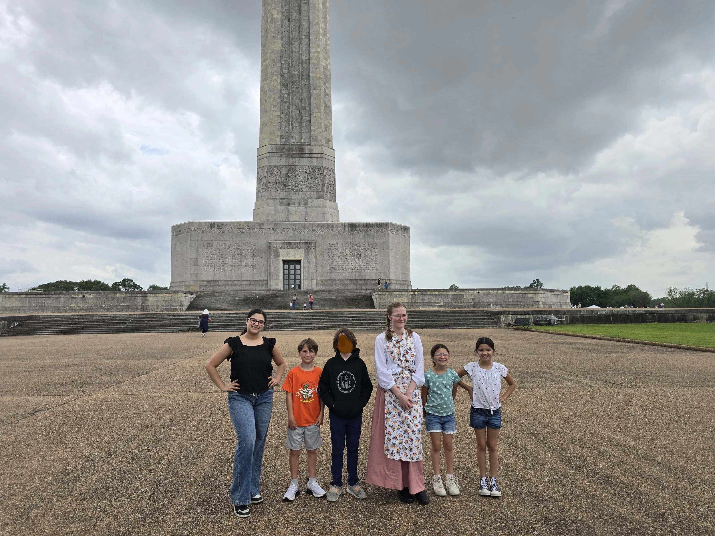 CRT children standing in front of San Jacinto Monument