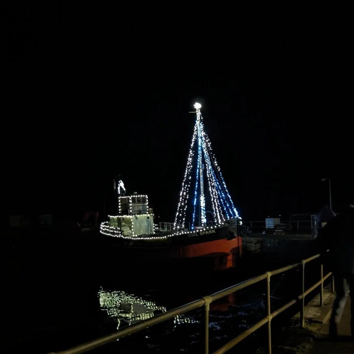 Vital Spark at night