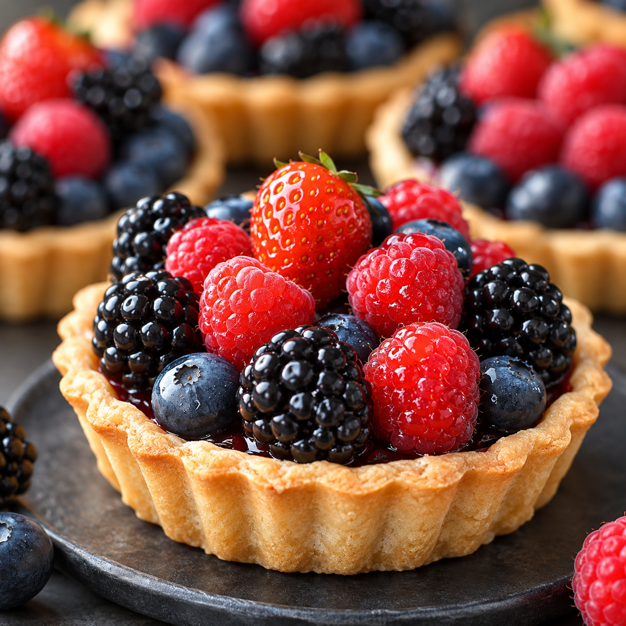 Tarta artesanal de frutos rojos de El Santoral, pastelería fina para pedidos en Ciudad de México