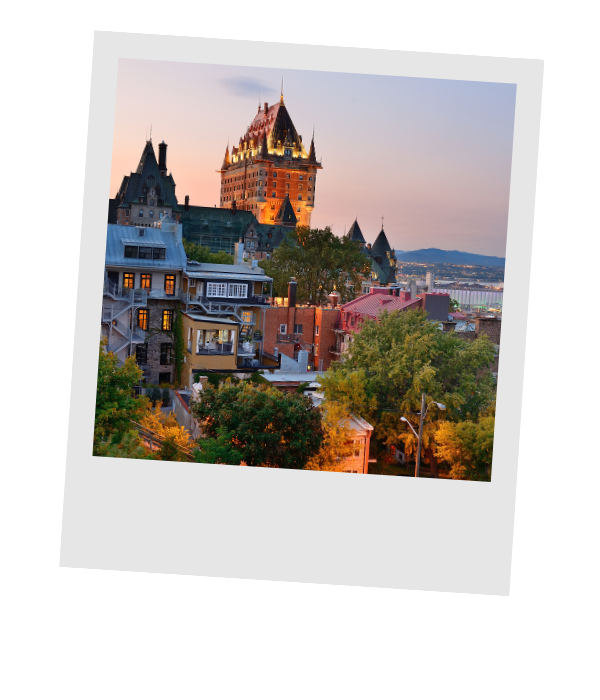 Château Frontenac rising above the rooftops of Old Québec, Canada
