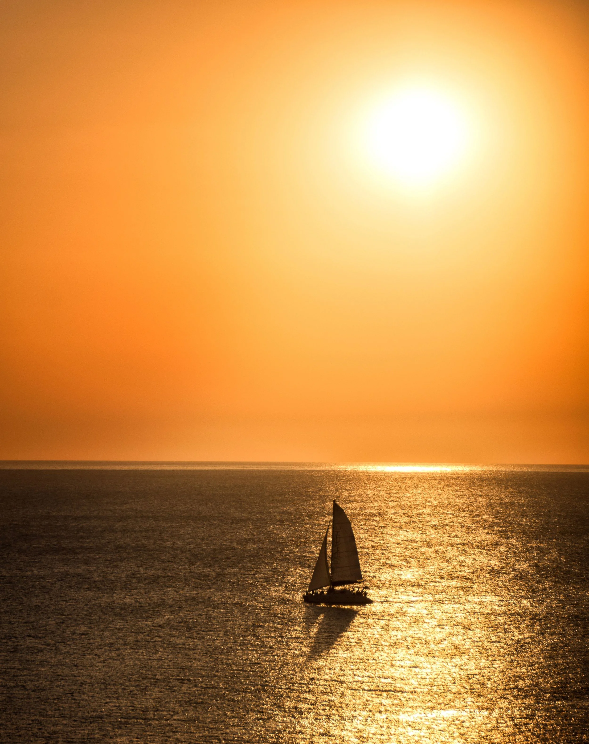 Sailboat on the Pacific at golden hour off the Guanacaste coast, Costa Rica