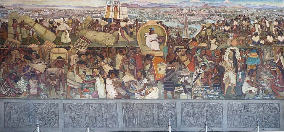 Aerial view of the ruins of Tenochtitlan