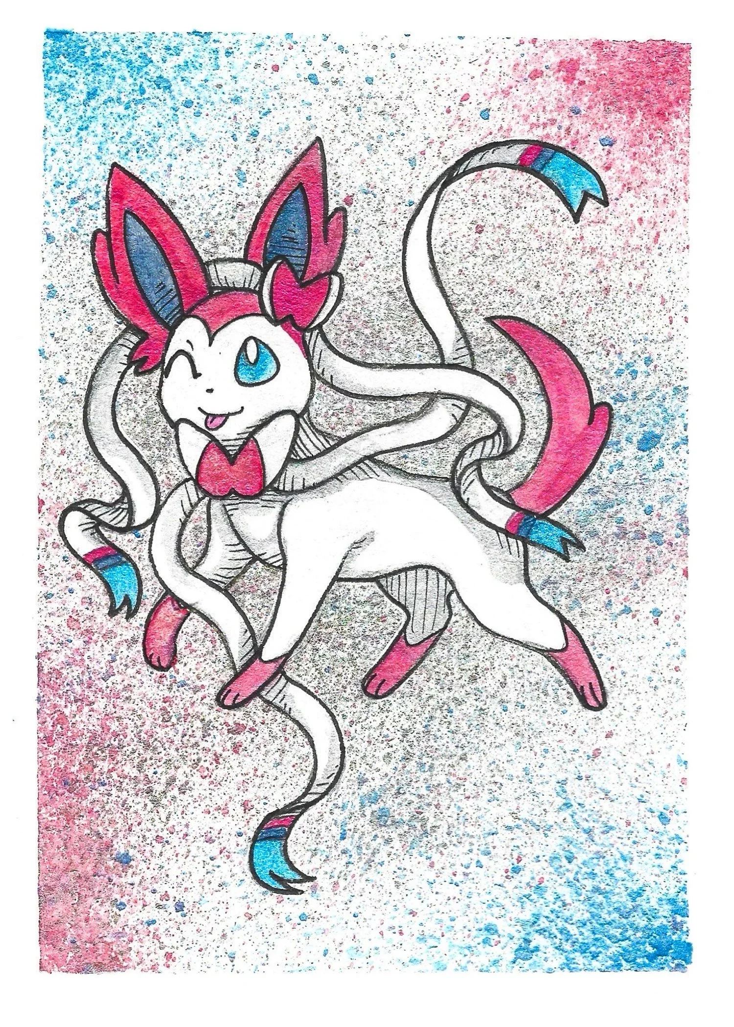 0700- Sylveon Original Watercolor Painting!